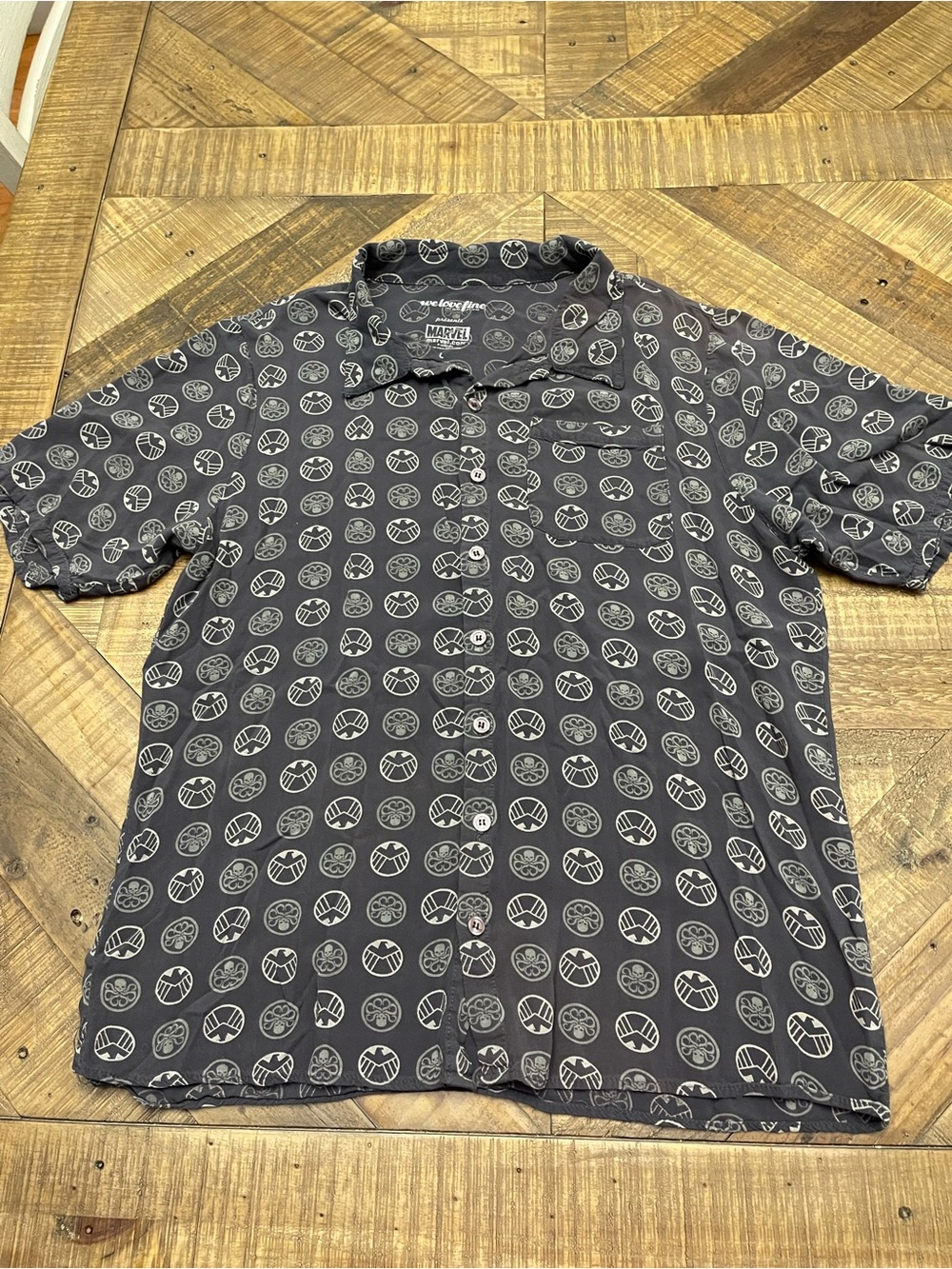 officially licensed Marvel S.H.I.E.L.D./Hydra "Infiltrated" Hawaiian-style shirt